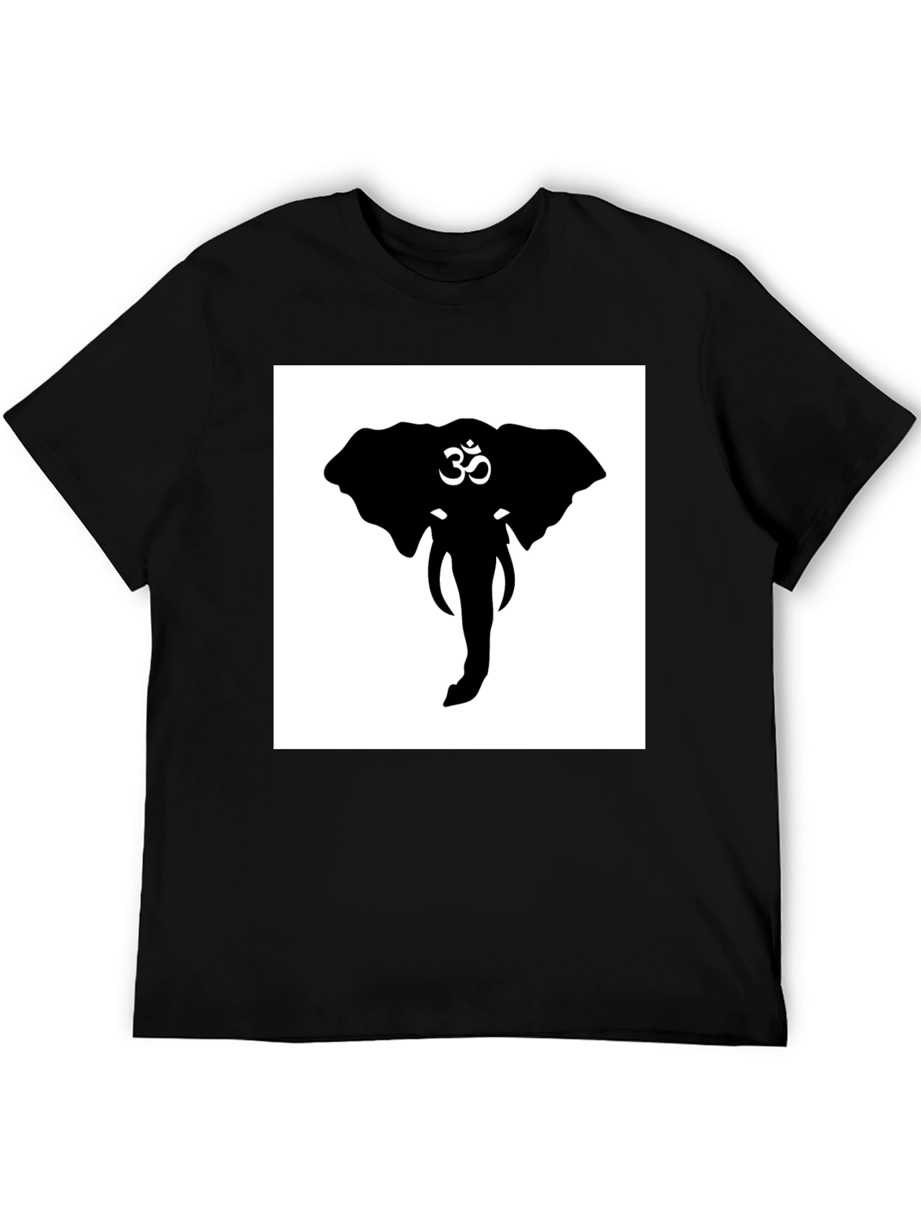 Elephant Om Symbol Graphic Tee - Black Cotton T-Shirt