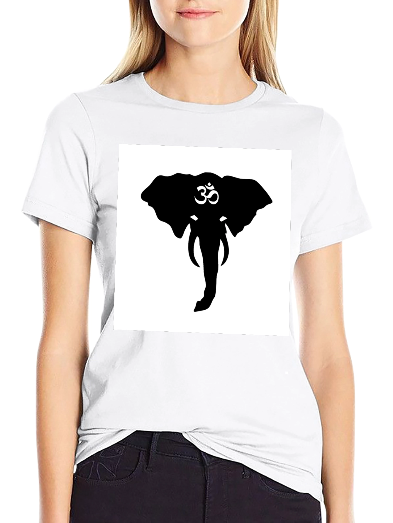 Elephant Om Symbol Graphic Tee - Black Cotton T-Shirt
