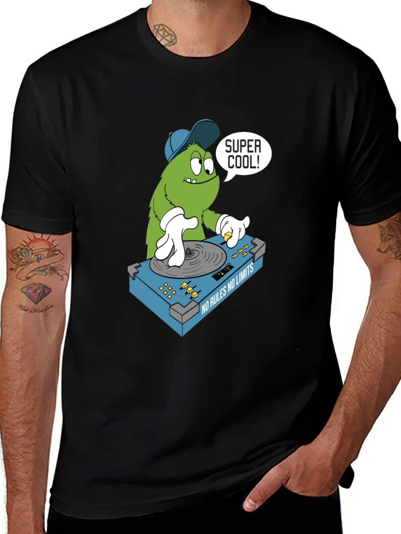 Super Cool Monster DJ T-Shirt - Black