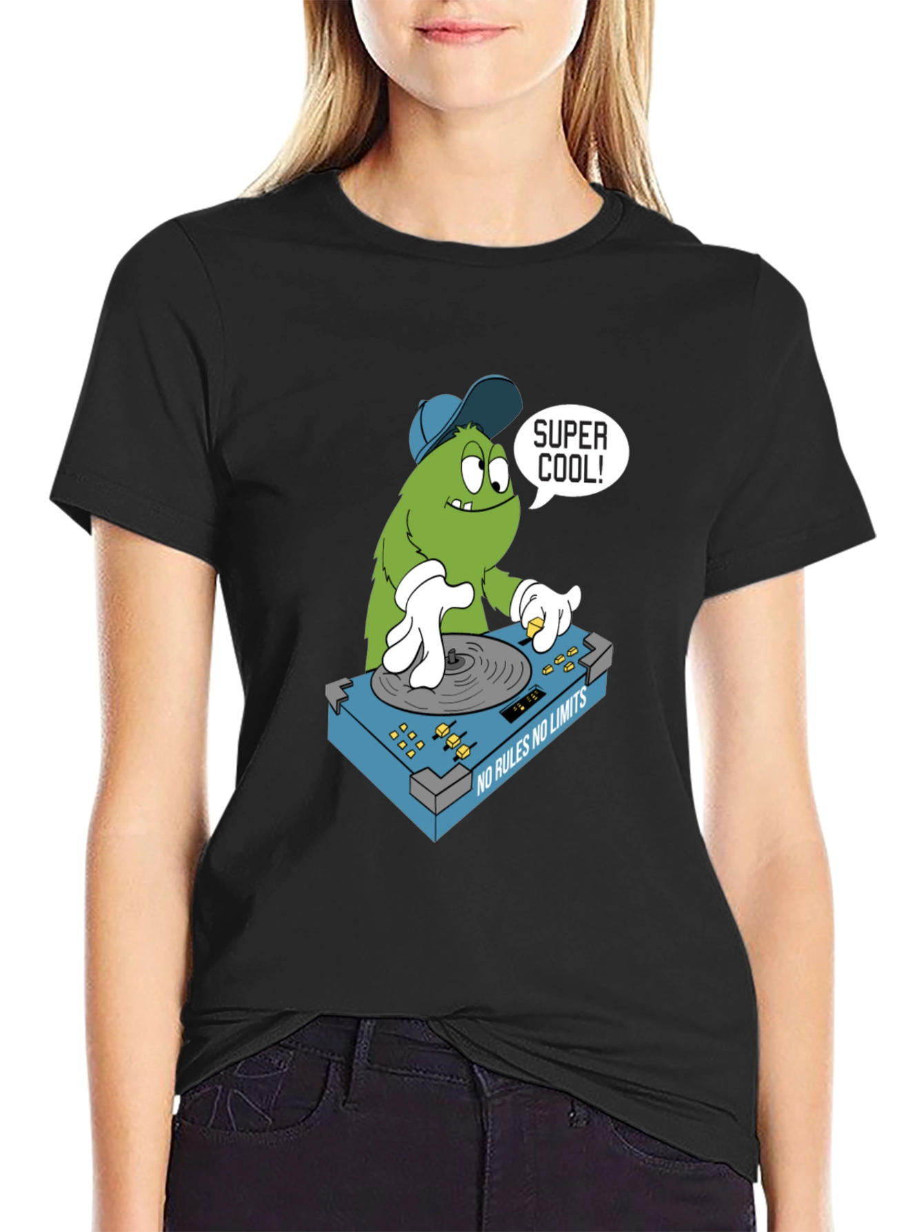 Super Cool Monster DJ T-Shirt - Black