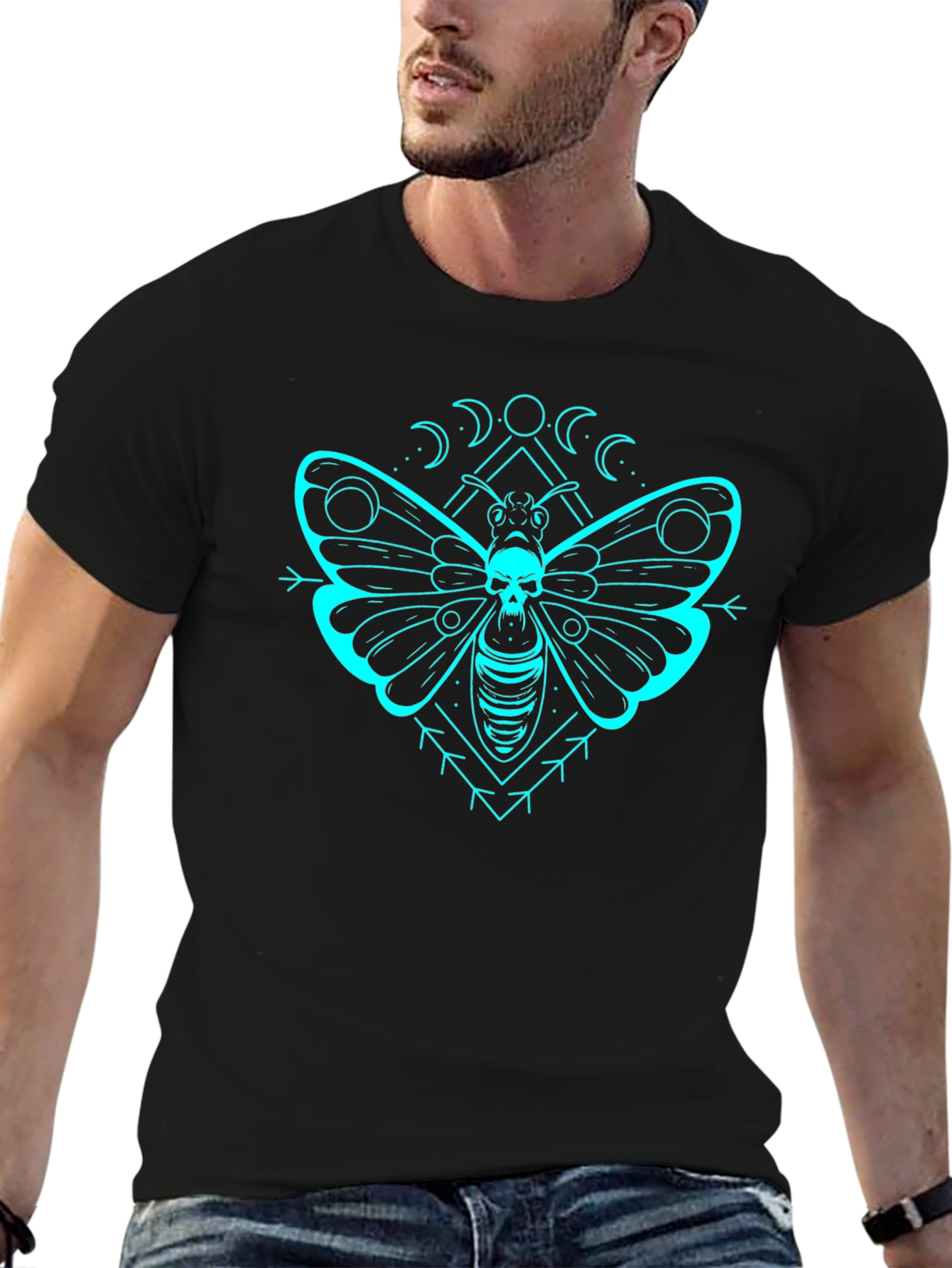 Moth Skull Graphic Tee - Edgy Design