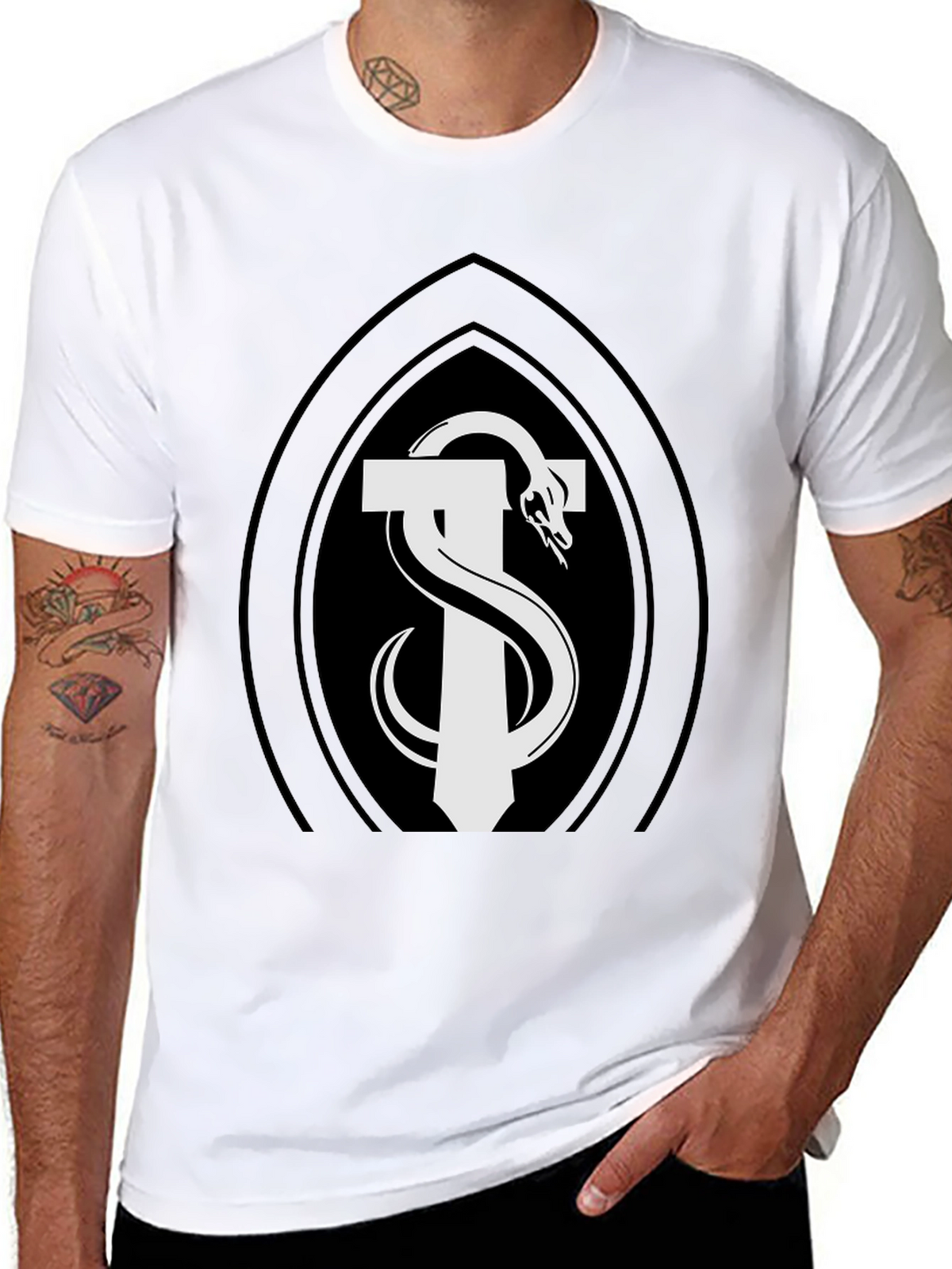 Caduceus Snake T-Shirt - Black