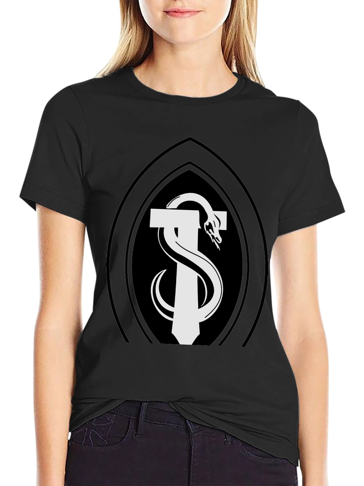 Caduceus Snake T-Shirt - Black