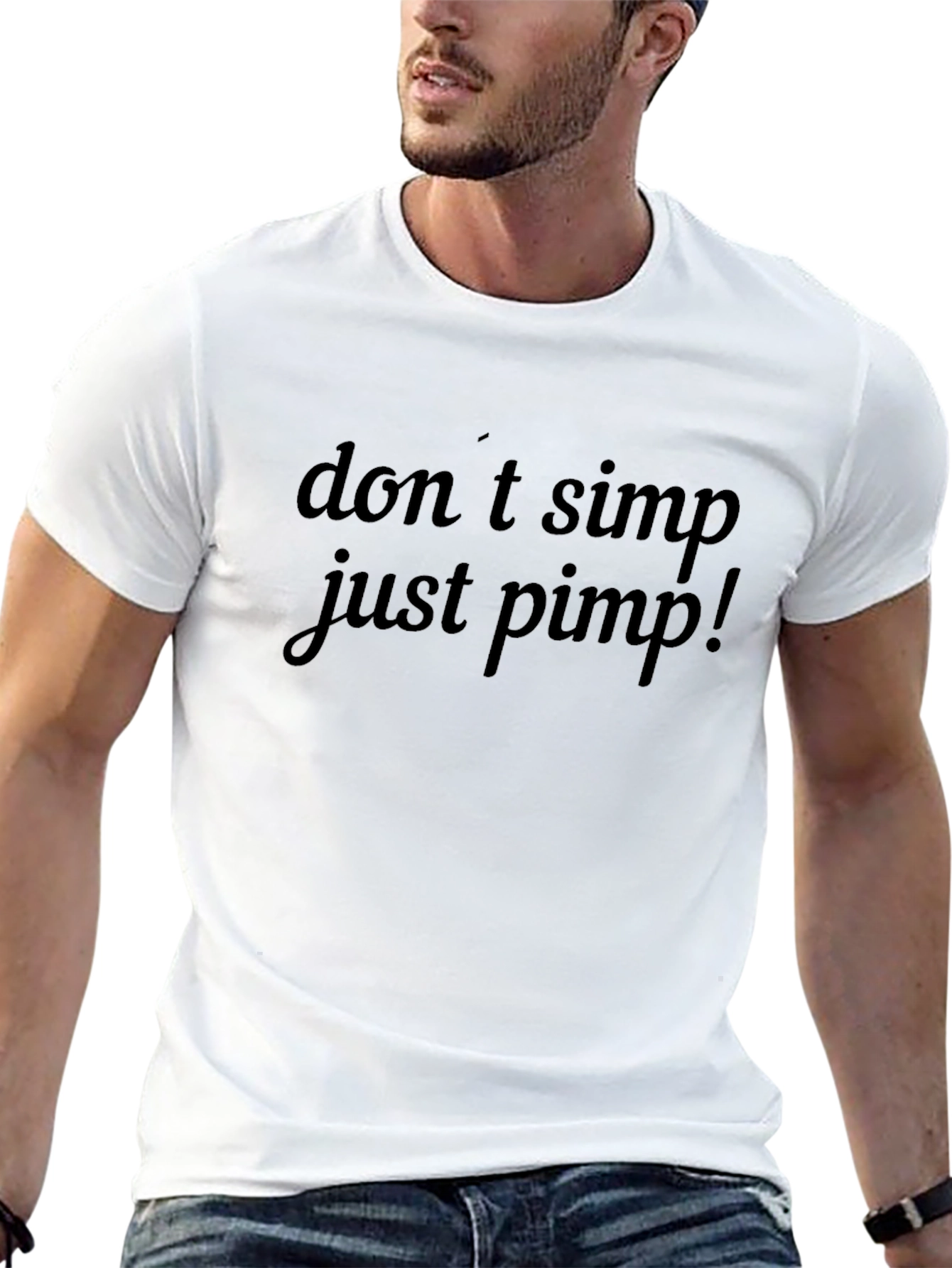 Dont Simp Just Pimp Black Graphic T-Shirt