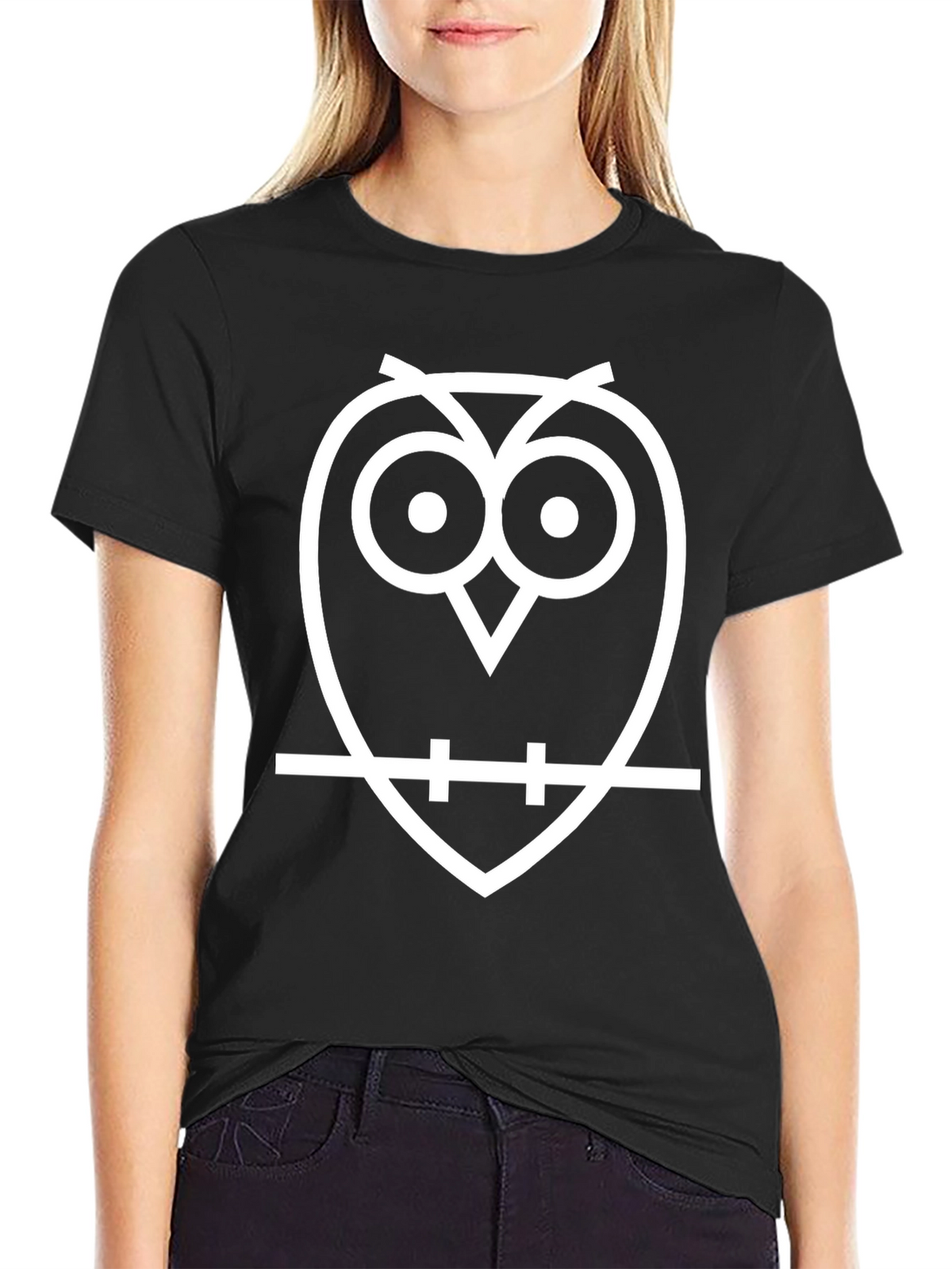 Cool Owl Graphic Tee - Black Cotton T-Shirt
