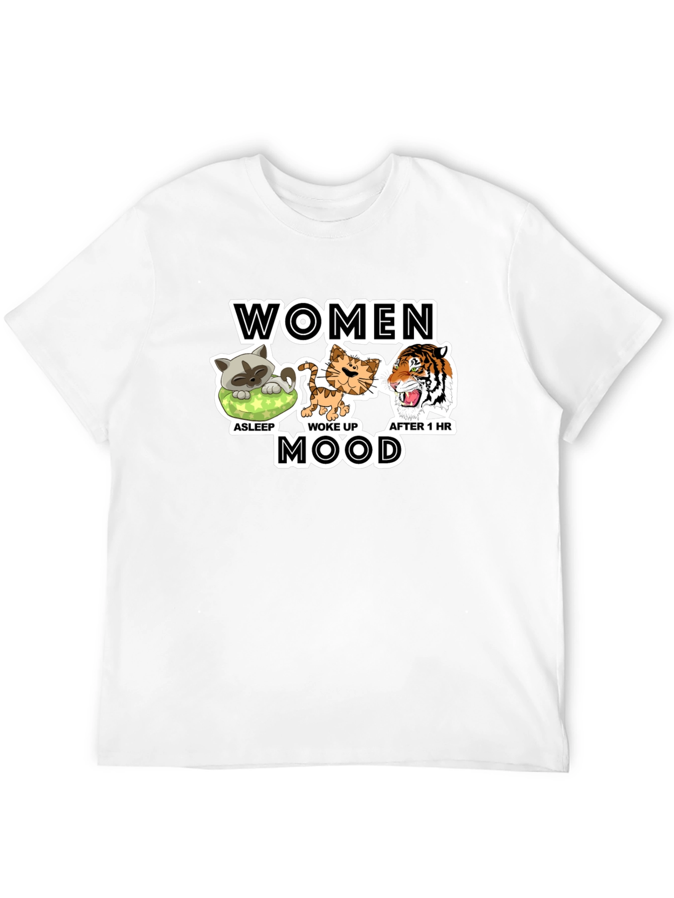 Women Mood Graphic T-Shirt Funny Cat Lover Tee