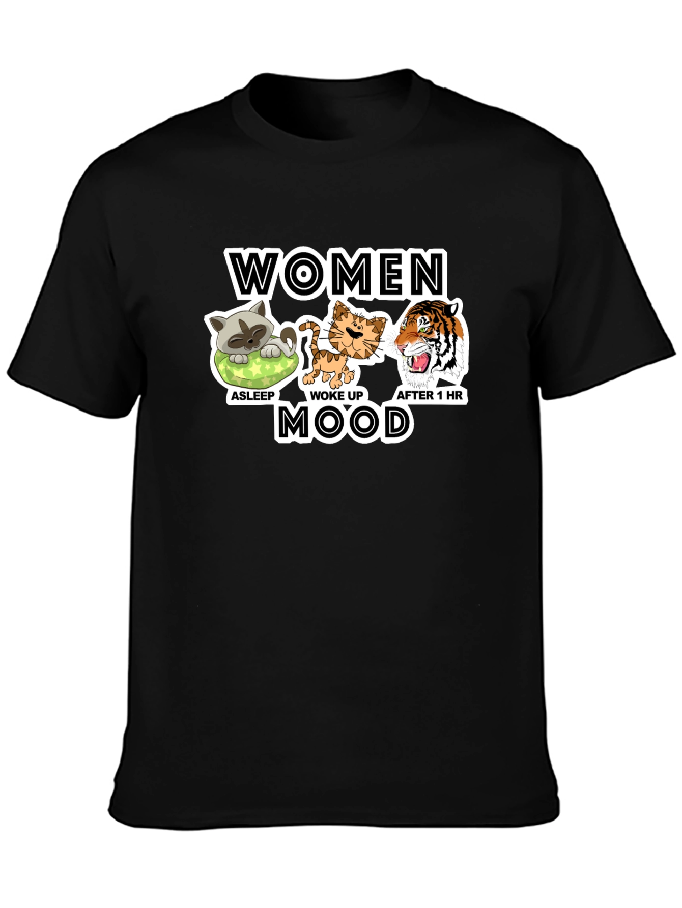Women Mood Graphic T-Shirt Funny Cat Lover Tee