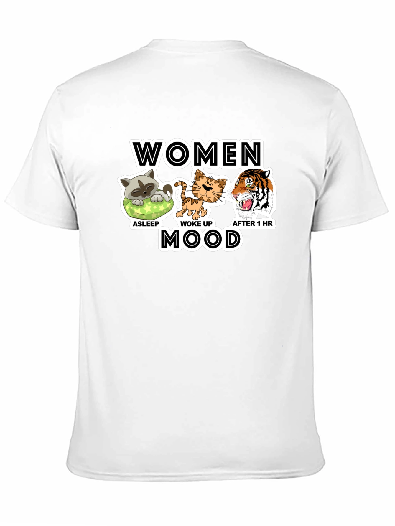 Women Mood Graphic T-Shirt Funny Cat Lover Tee