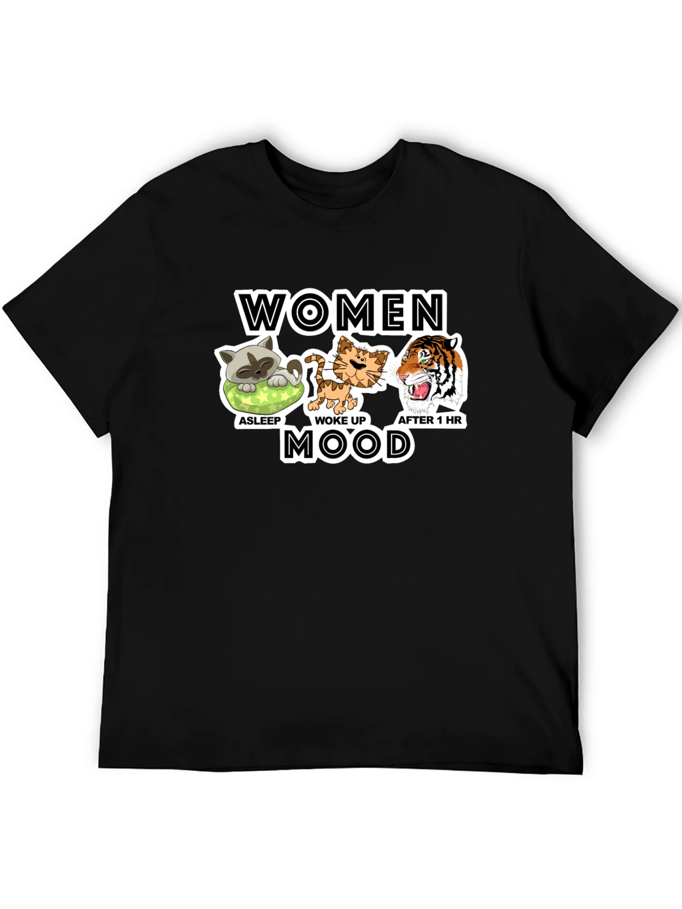 Women Mood Graphic T-Shirt Funny Cat Lover Tee
