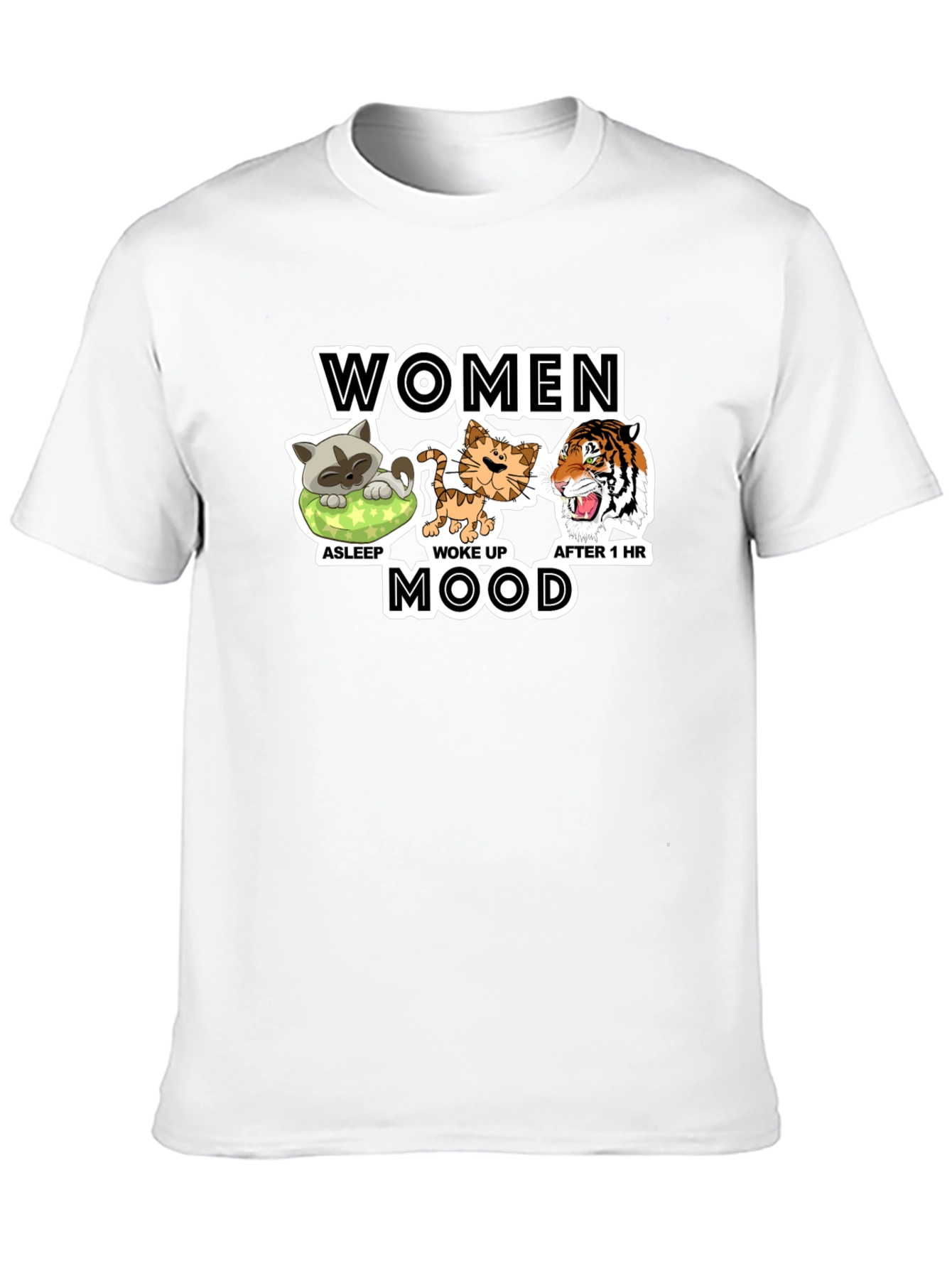 Women Mood Graphic T-Shirt Funny Cat Lover Tee
