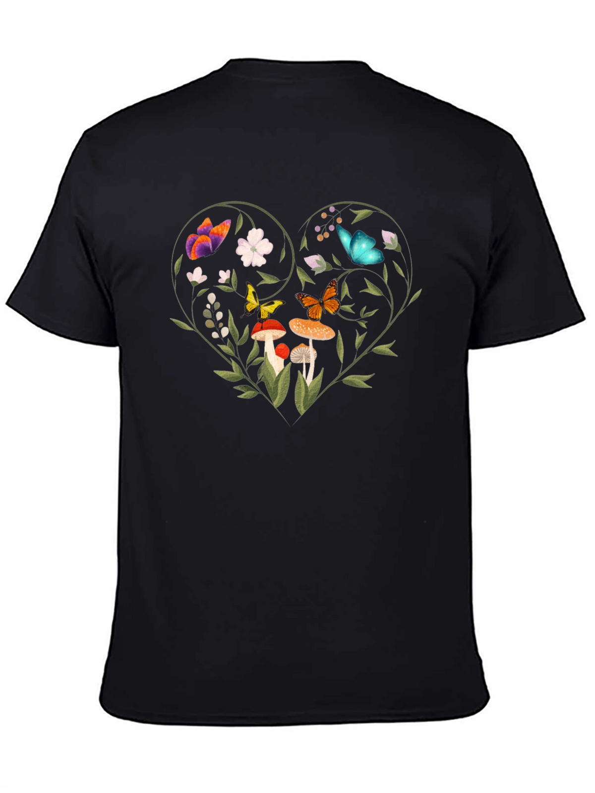 Nature Heart Graphic Tee - Mens Black T-Shirt