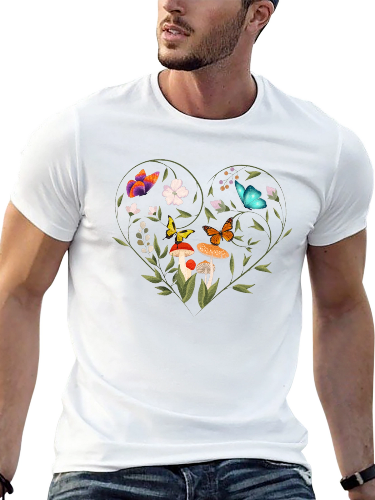 Nature Heart Graphic Tee - Mens Black T-Shirt