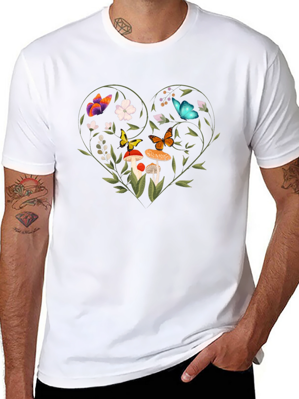Nature Heart Graphic Tee - Mens Black T-Shirt