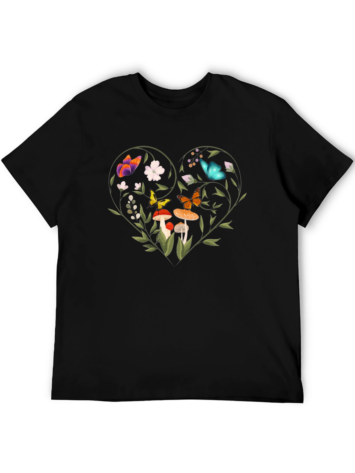 Nature Heart Graphic Tee - Mens Black T-Shirt