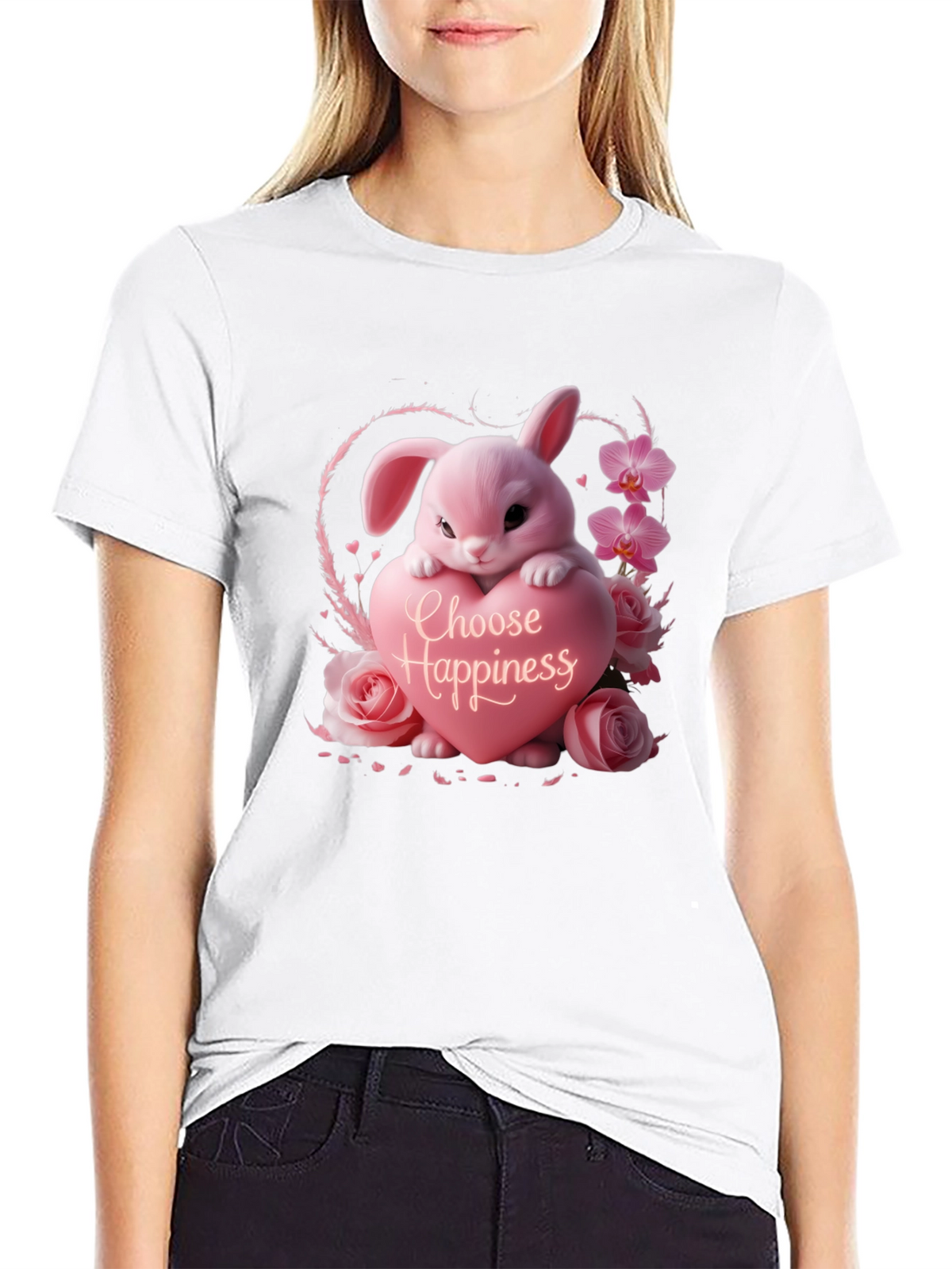 Choose Happiness Bunny Graphic Tee