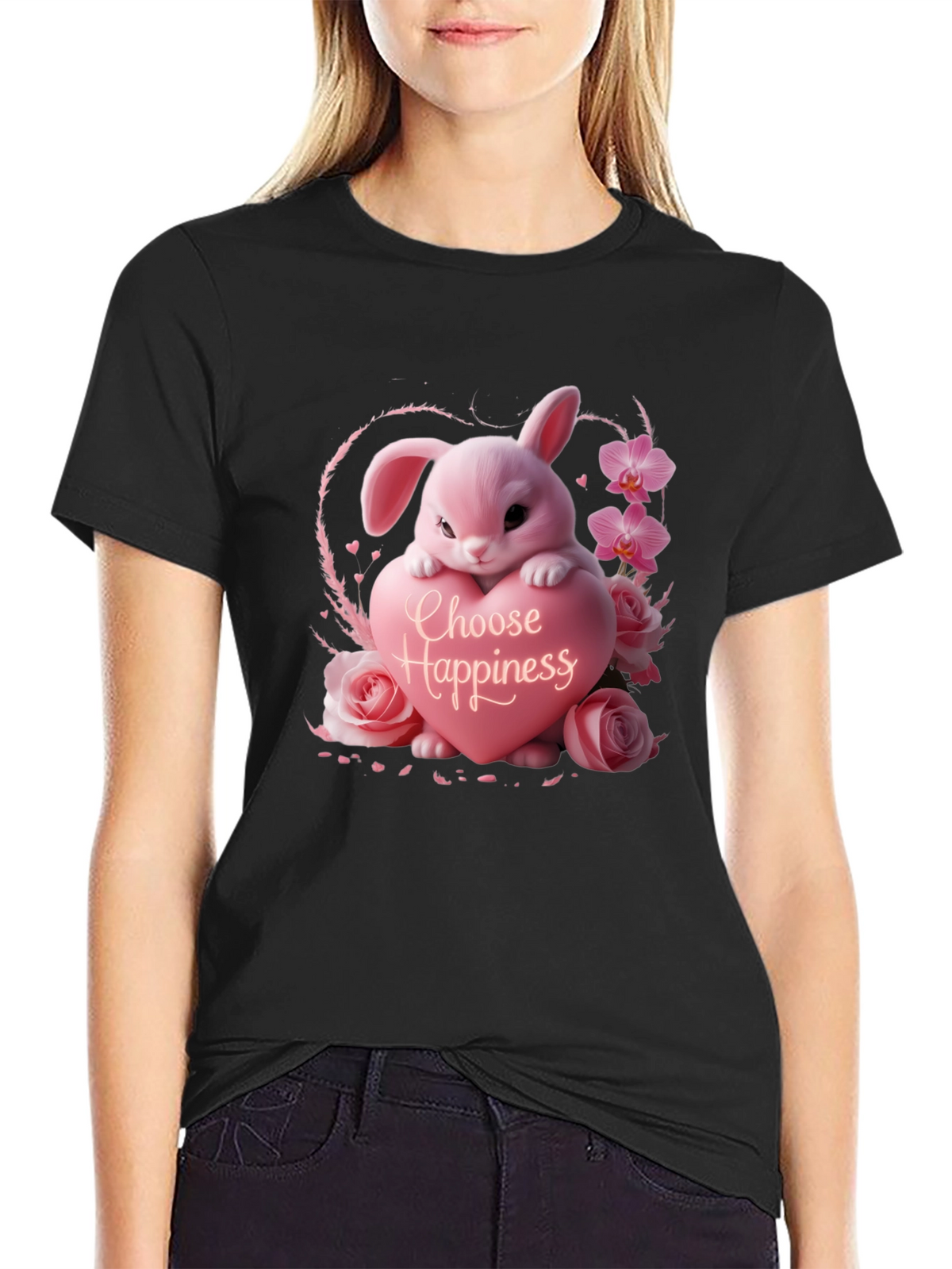 Choose Happiness Bunny Graphic Tee