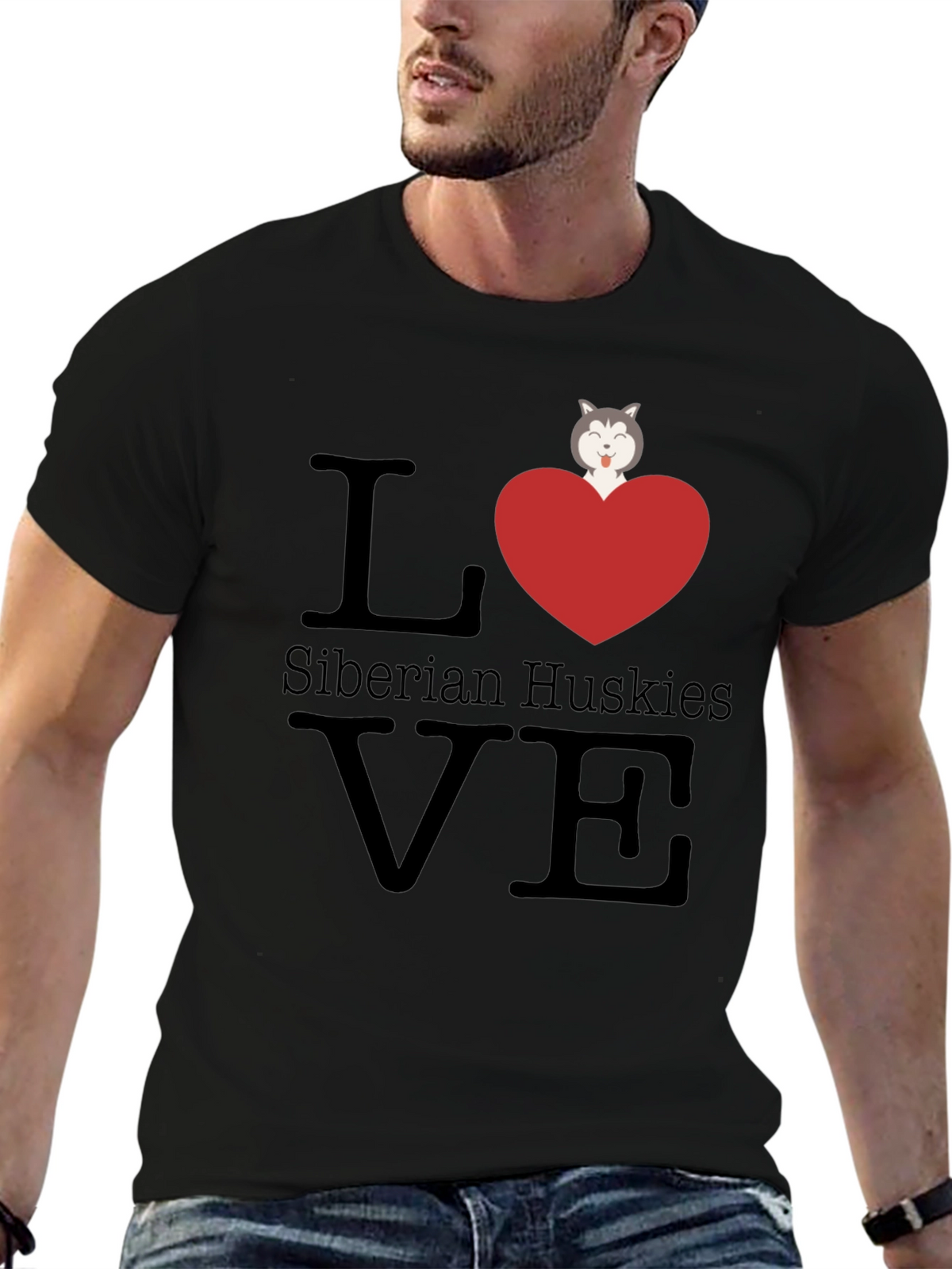 Love Siberian Huskies T-Shirt - Cute Dog Graphic Tee