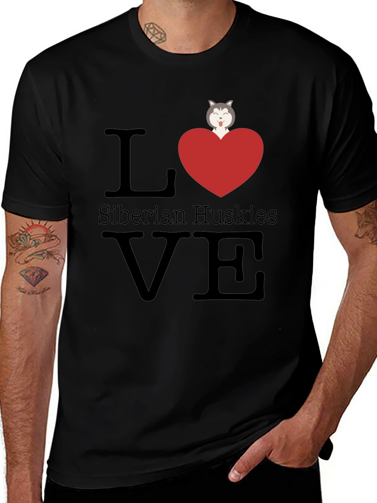 Love Siberian Huskies T-Shirt - Cute Dog Graphic Tee