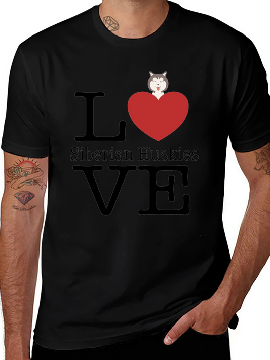 Love Siberian Huskies T-Shirt - Cute Dog Graphic Tee