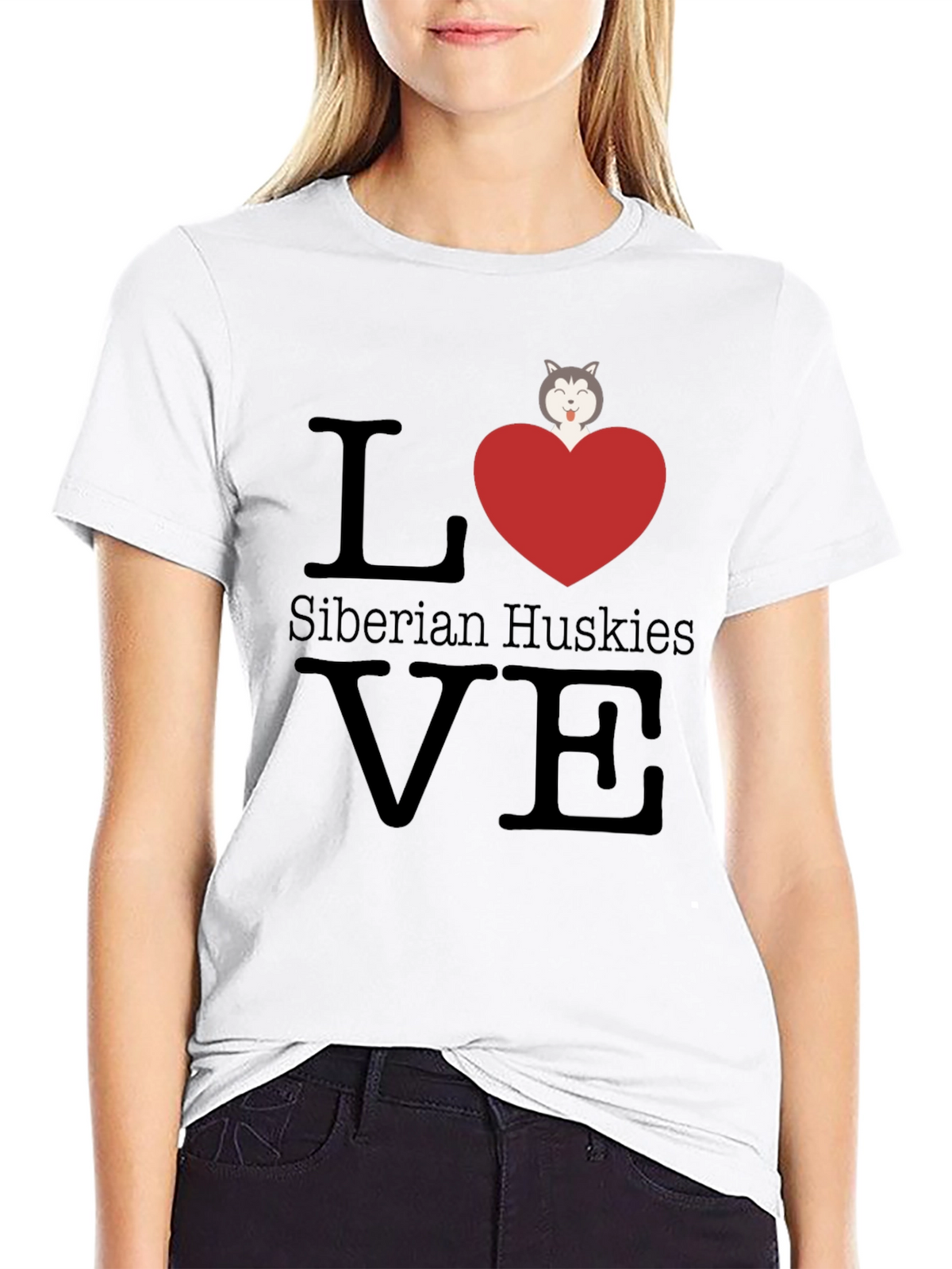 Love Siberian Huskies T-Shirt - Cute Dog Graphic Tee