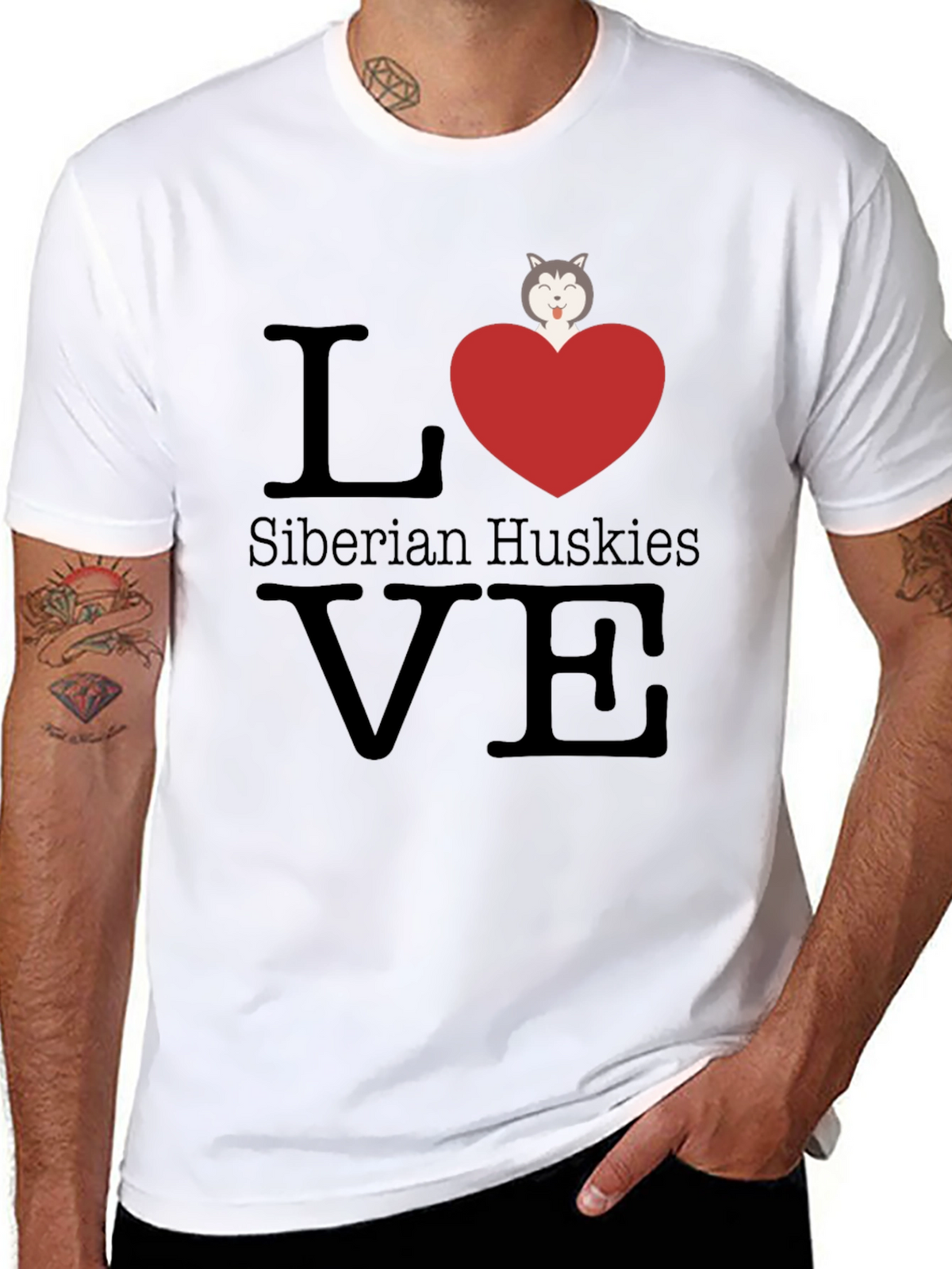 Love Siberian Huskies T-Shirt - Cute Dog Graphic Tee