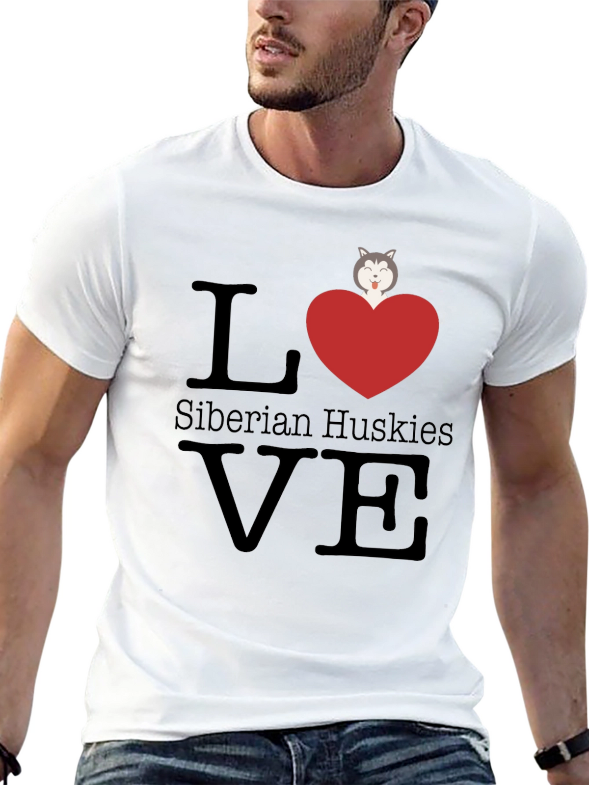 Love Siberian Huskies T-Shirt - Cute Dog Graphic Tee