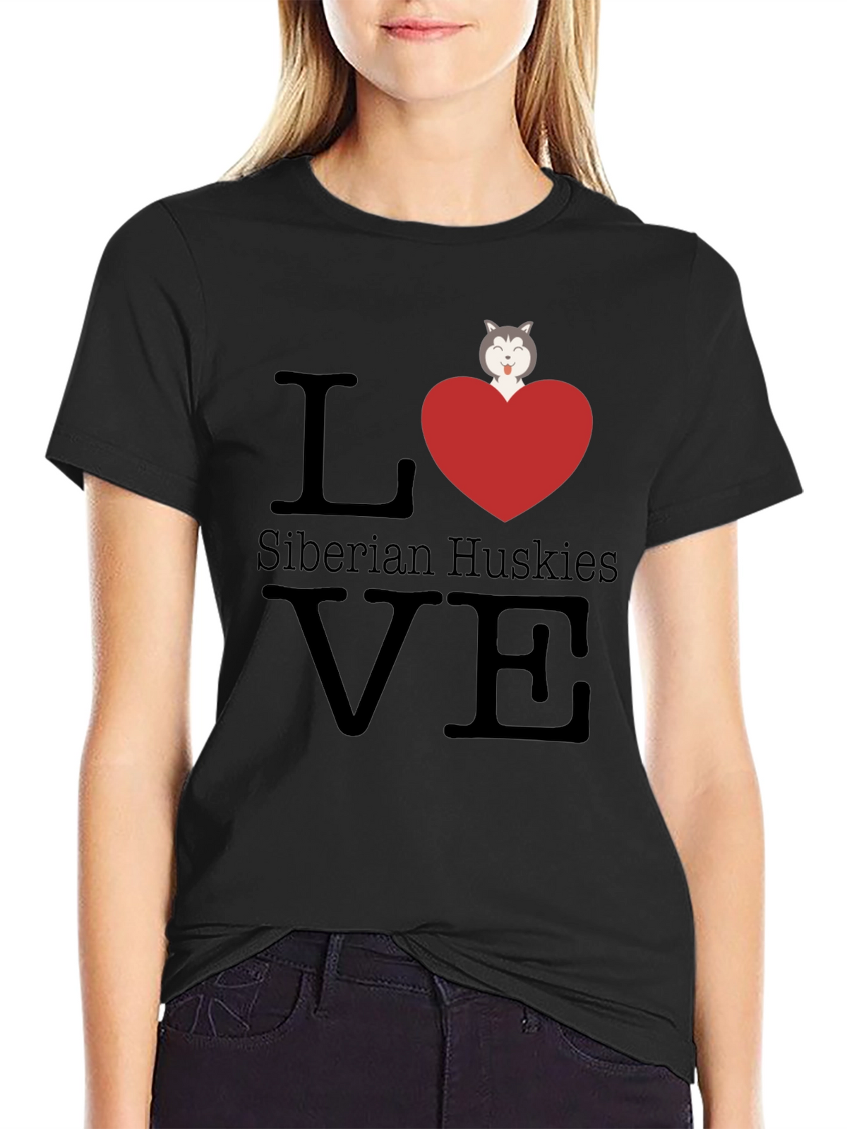 Love Siberian Huskies T-Shirt - Cute Dog Graphic Tee