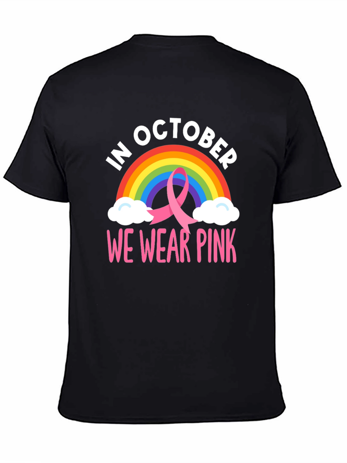 October We Wear Pink Breast Cancer Rainbow T-Shirt