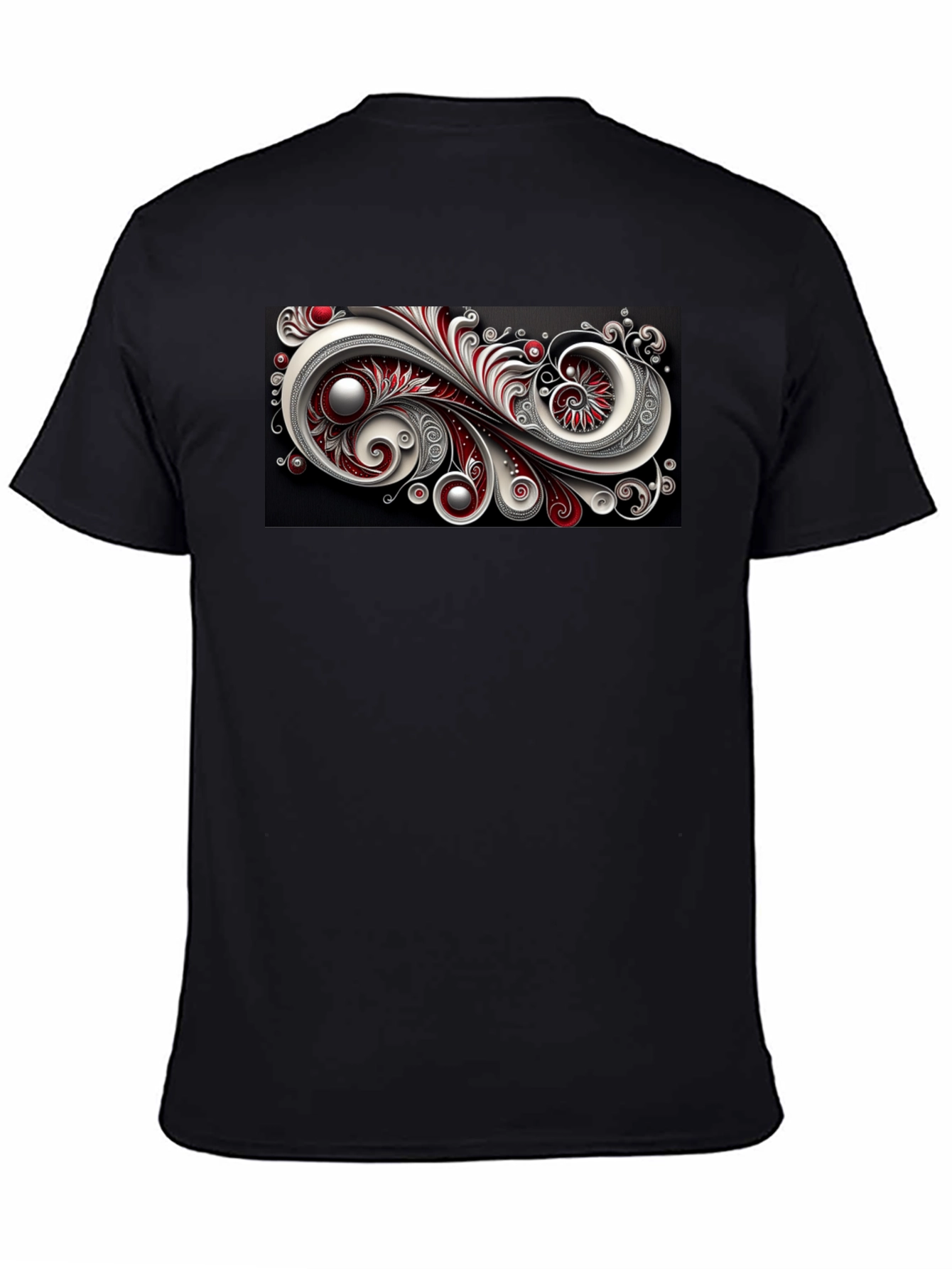 Abstract Swirl Graphic Black T-Shirt