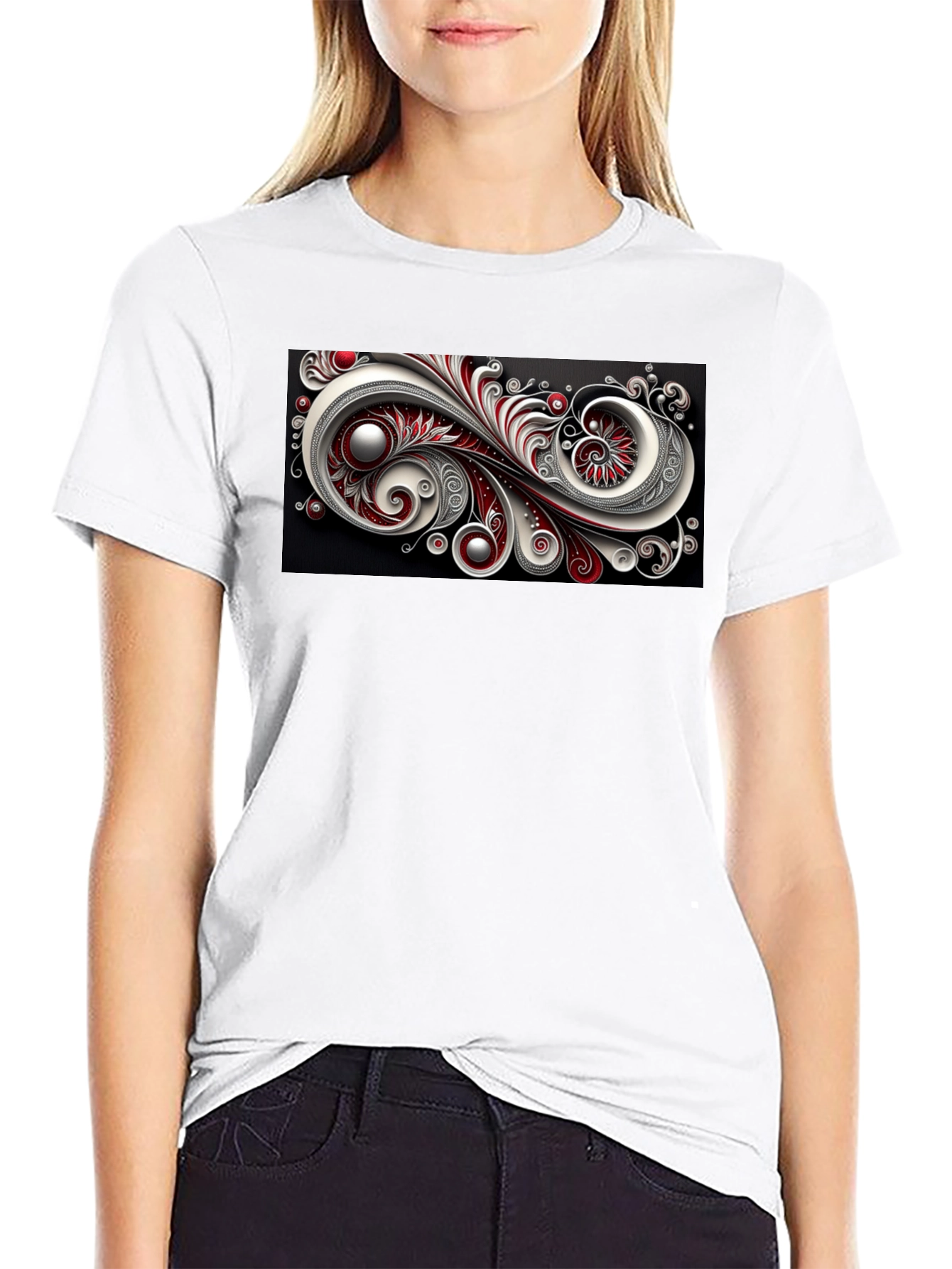 Abstract Swirl Graphic Black T-Shirt