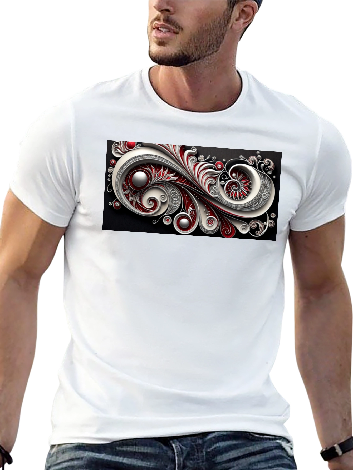 Abstract Swirl Graphic Black T-Shirt