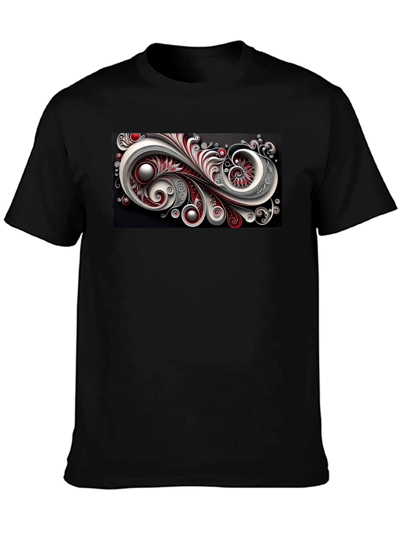Abstract Swirl Graphic Black T-Shirt