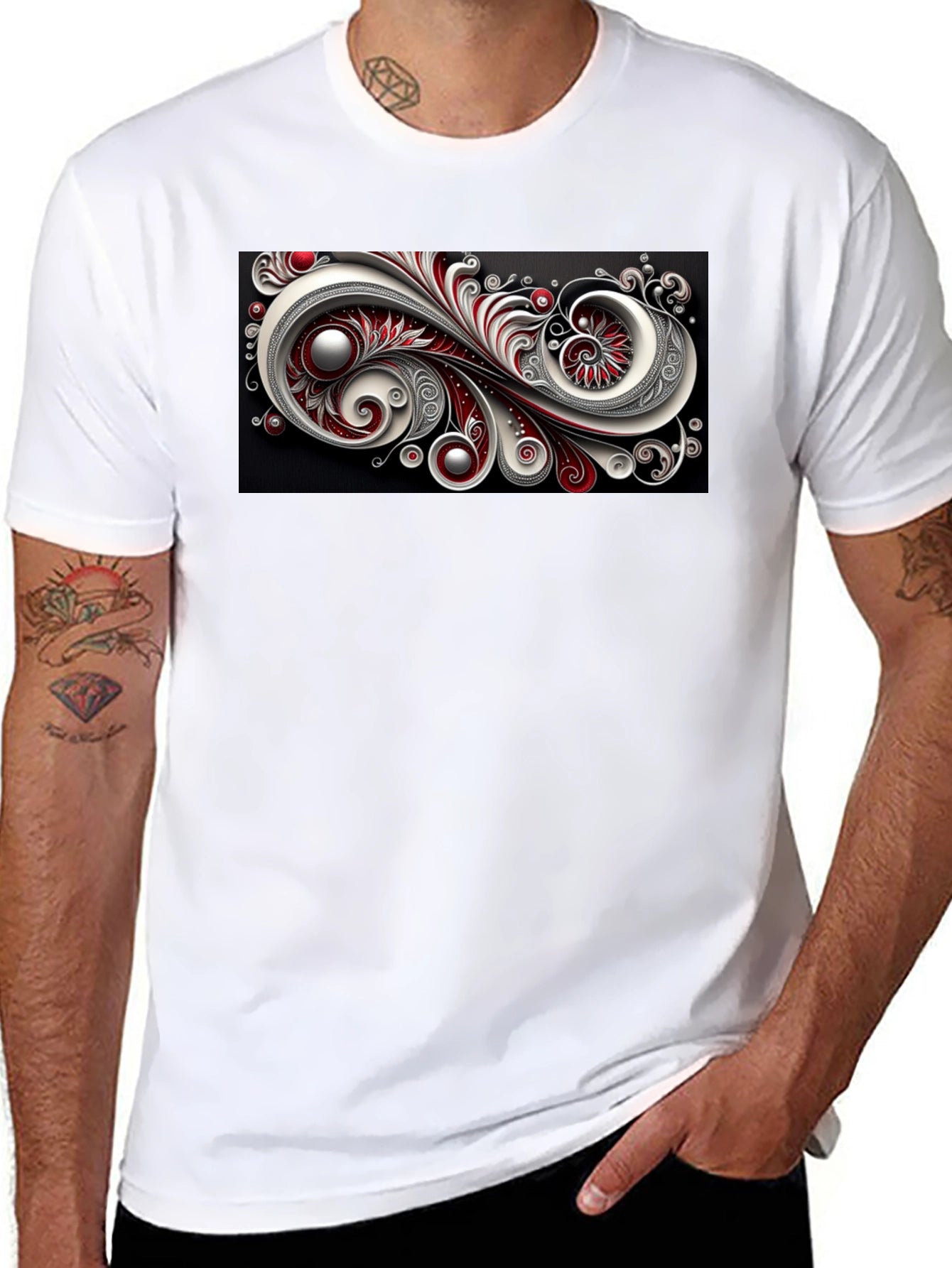 Abstract Swirl Graphic Black T-Shirt
