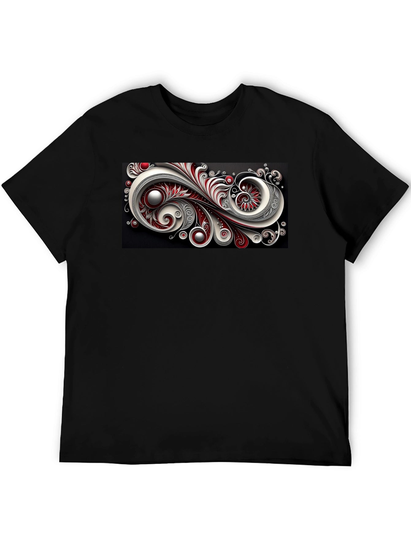 Abstract Swirl Graphic Black T-Shirt