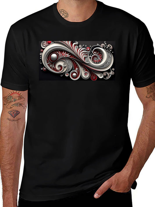 Abstract Swirl Graphic Black T-Shirt