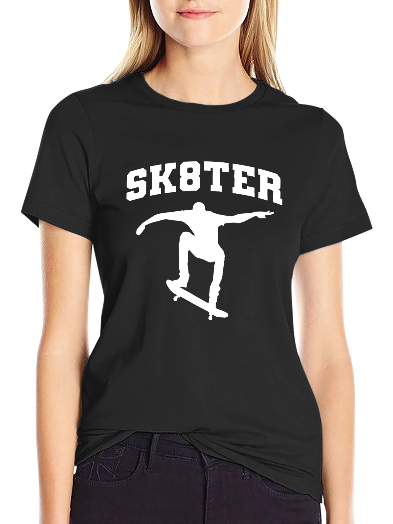 Sk8ter Black Graphic T-Shirt - Skateboard Design