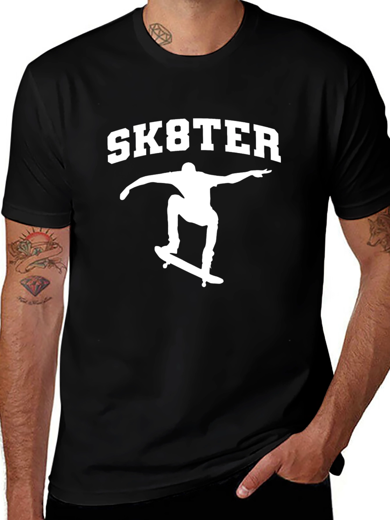 Sk8ter Black Graphic T-Shirt - Skateboard Design