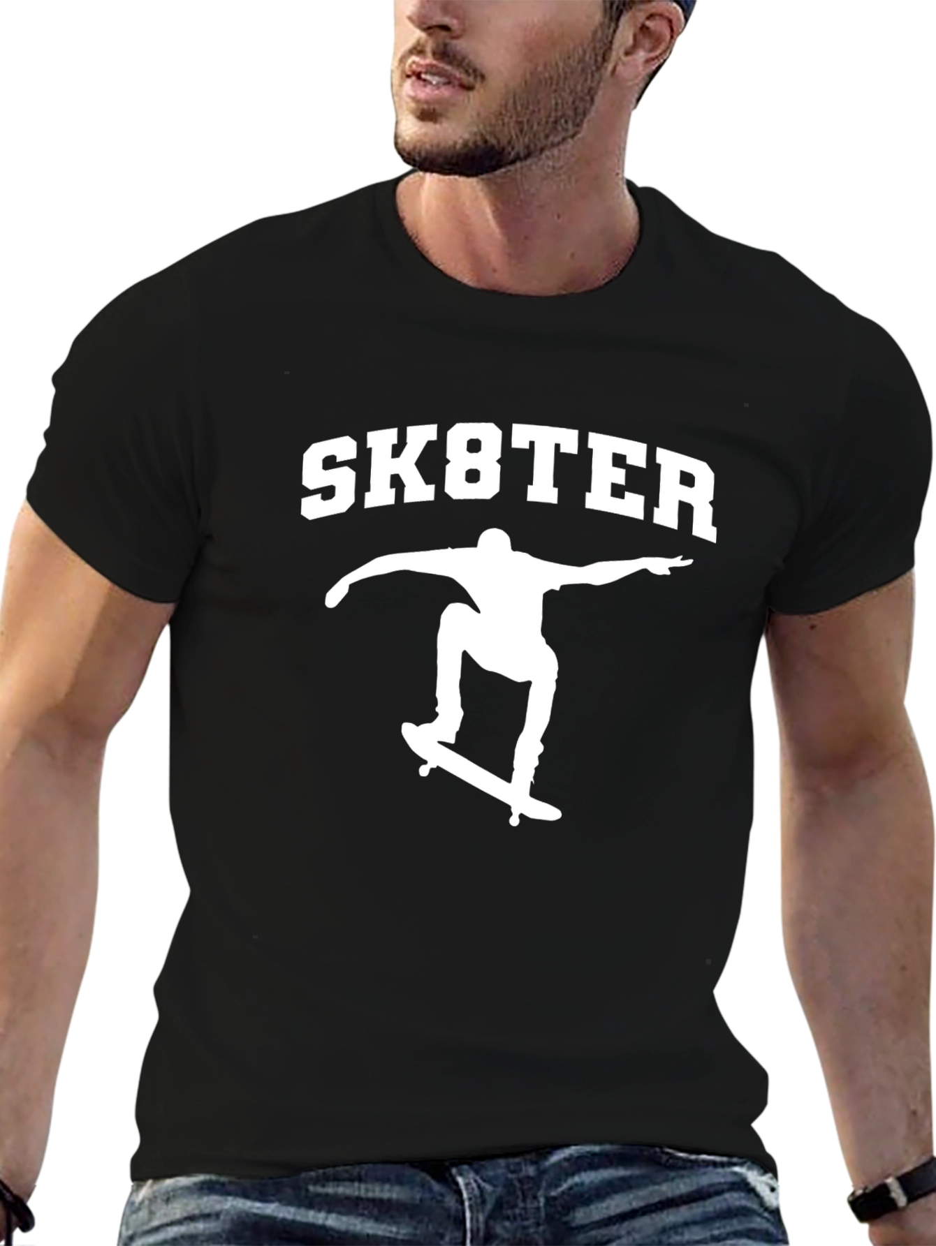 Sk8ter Black Graphic T-Shirt - Skateboard Design