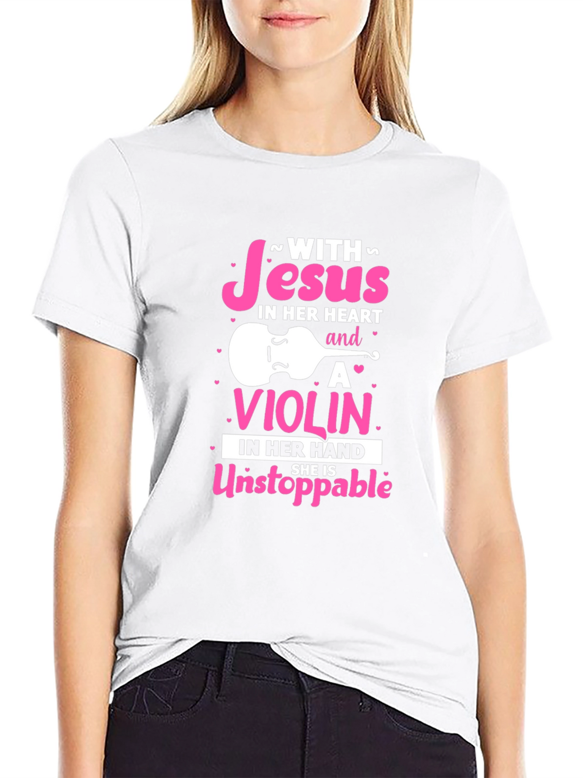 Jesus & Violin T-Shirt - Unstoppable Christian Musician Tee