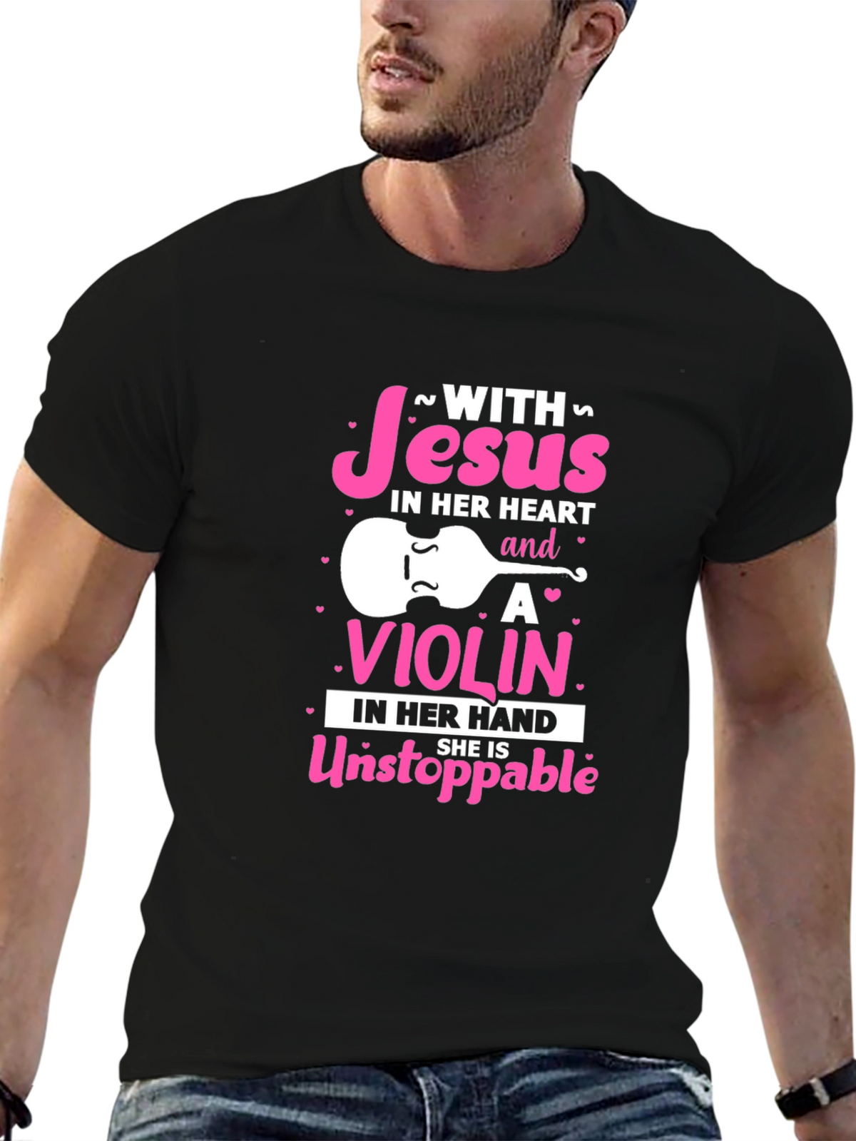Jesus & Violin T-Shirt - Unstoppable Christian Musician Tee