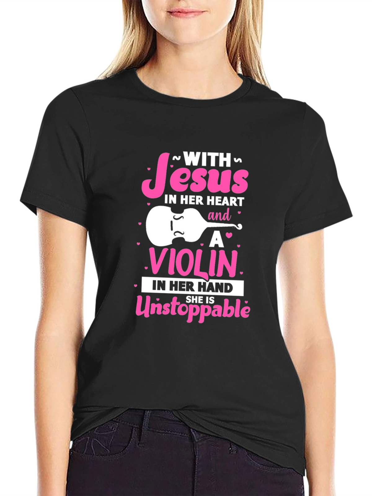 Jesus & Violin T-Shirt - Unstoppable Christian Musician Tee