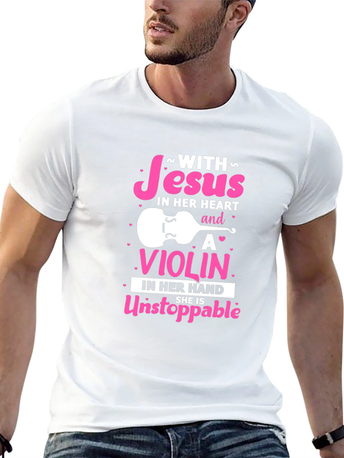 Jesus & Violin T-Shirt - Unstoppable Christian Musician Tee