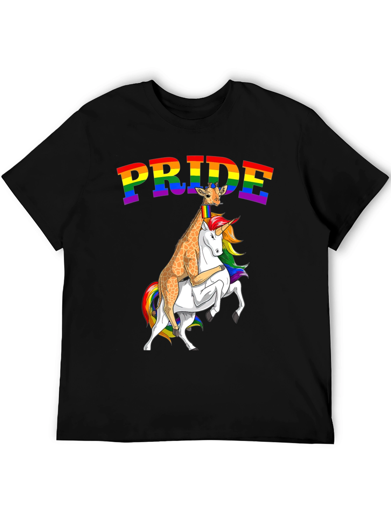 Pride Giraffe Riding Unicorn Tee