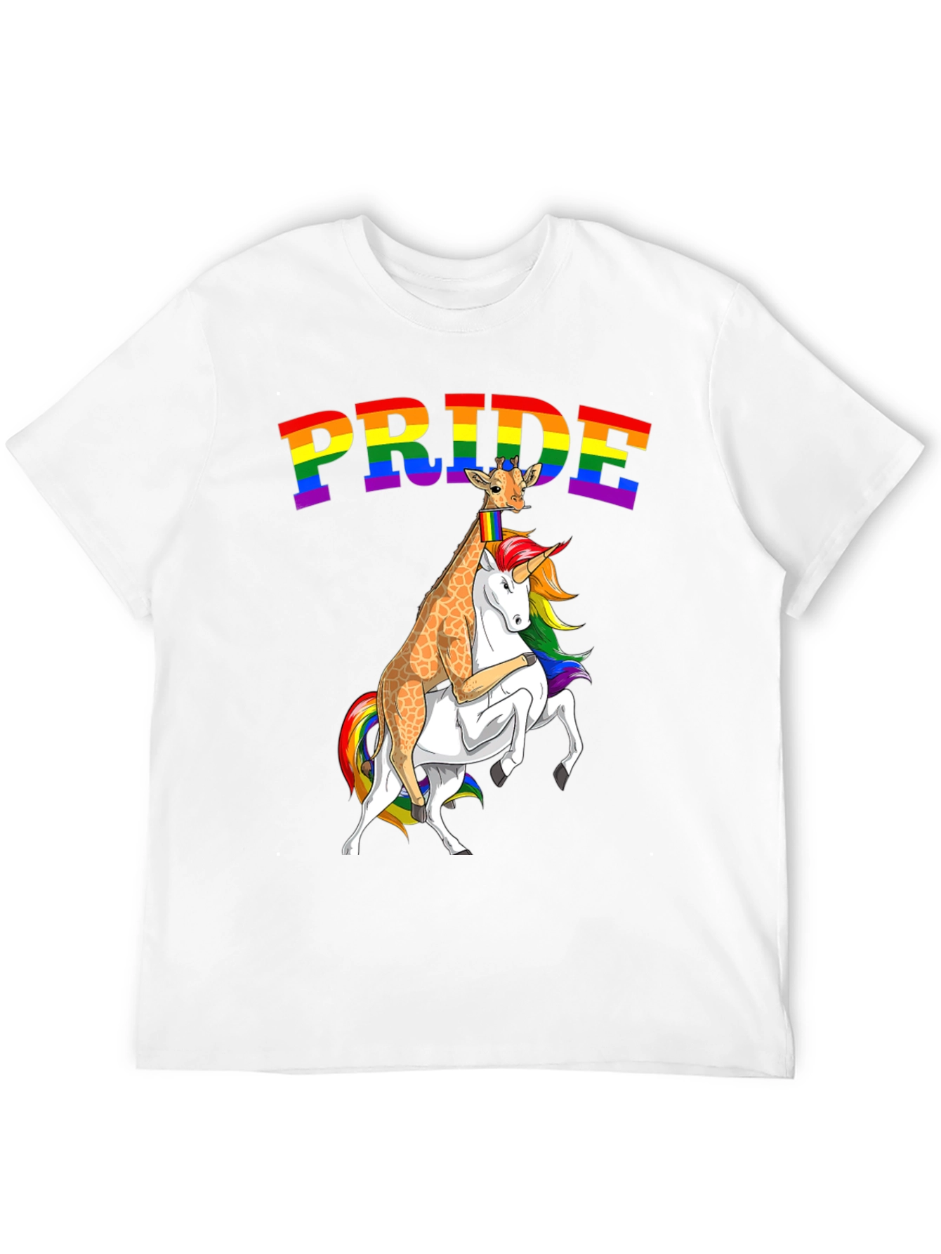 Pride Giraffe Riding Unicorn Tee