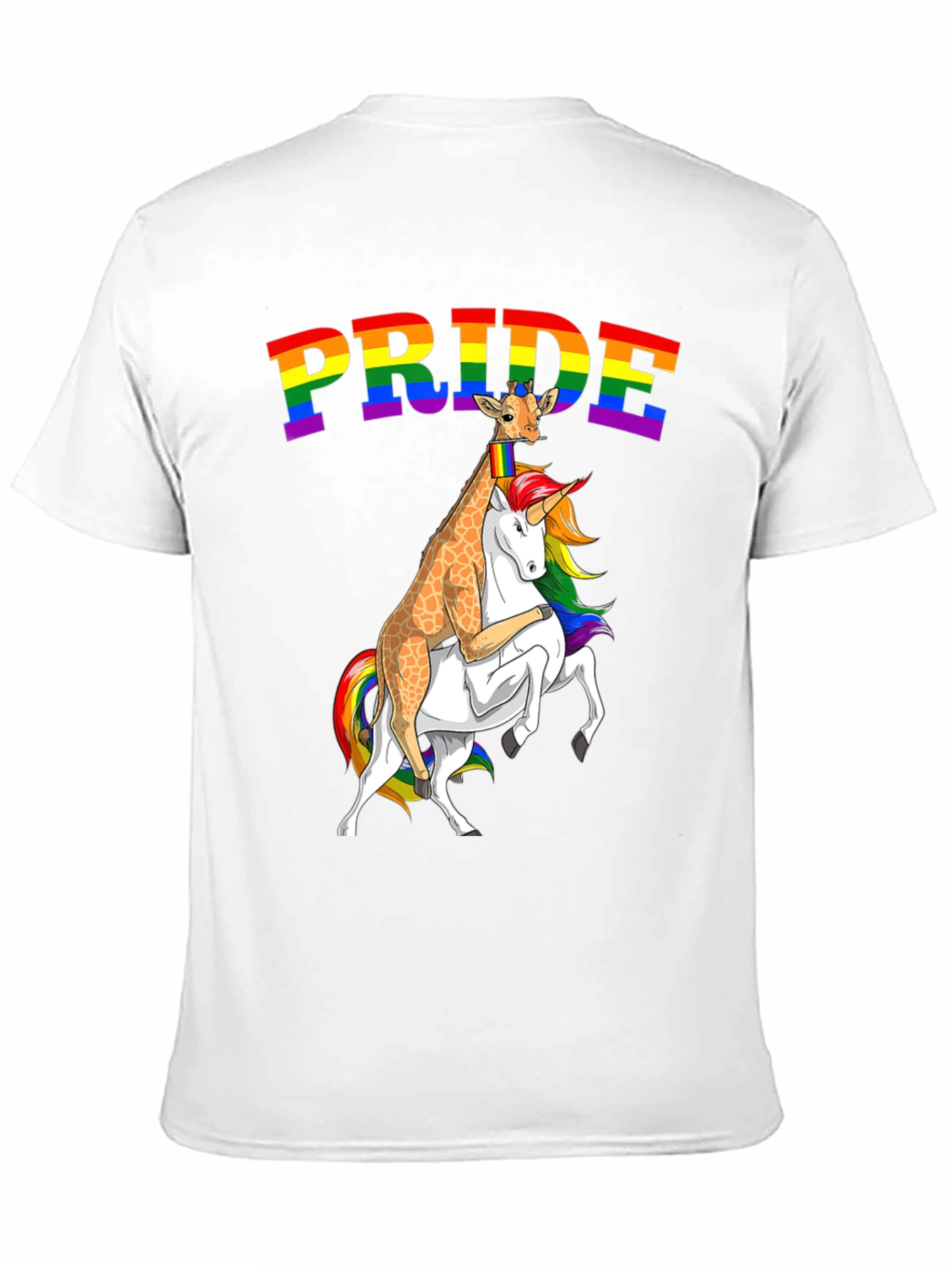 Pride Giraffe Riding Unicorn Tee