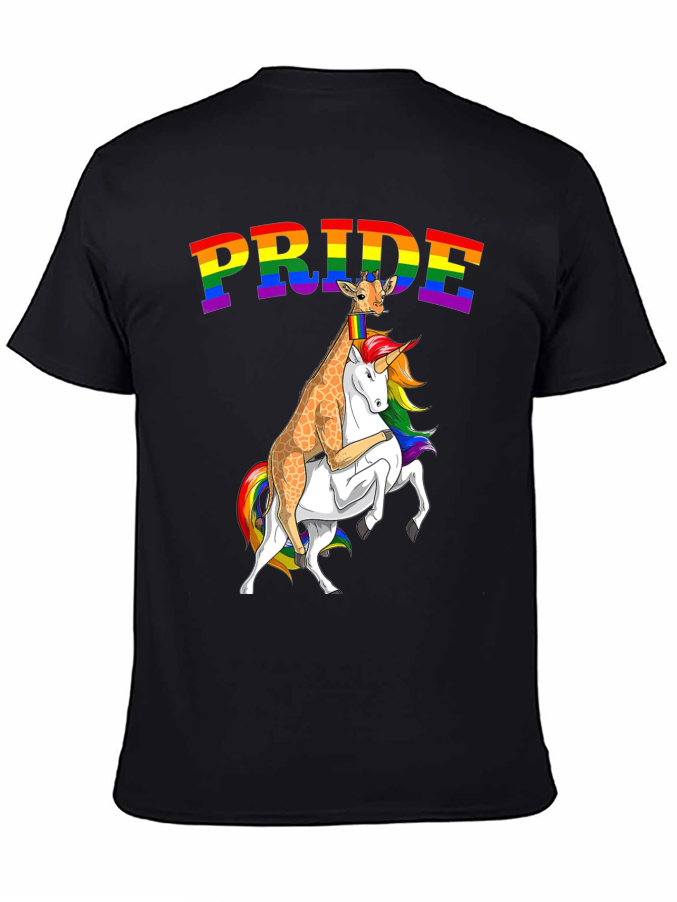Pride Giraffe Riding Unicorn Tee