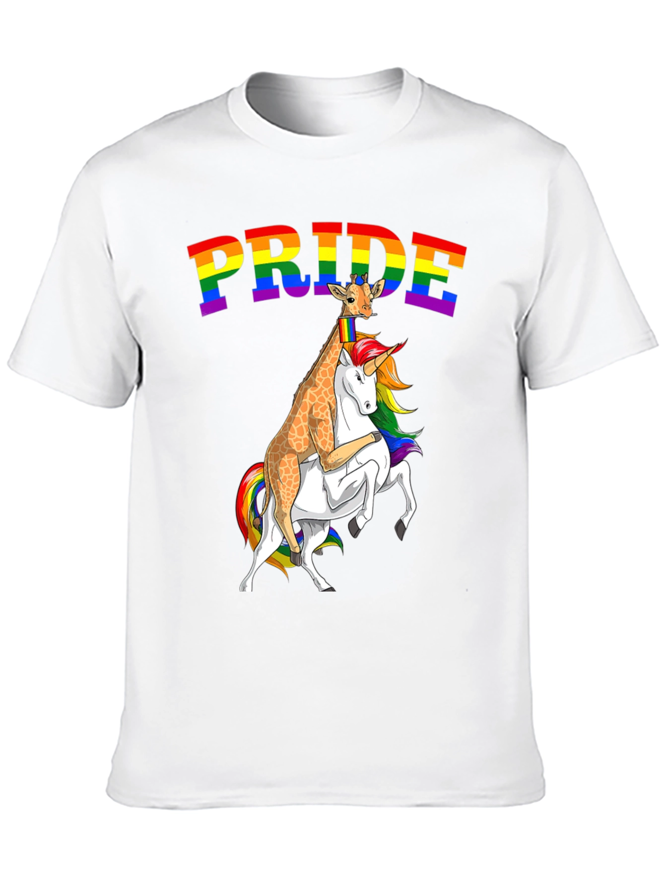 Pride Giraffe Riding Unicorn Tee