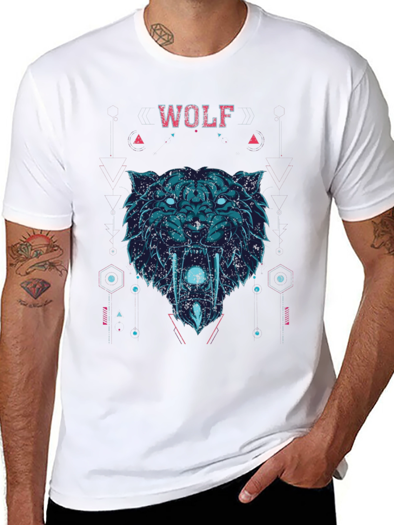 Wolf Graphic Print Crew Neck Short Sleeve T-Shirt