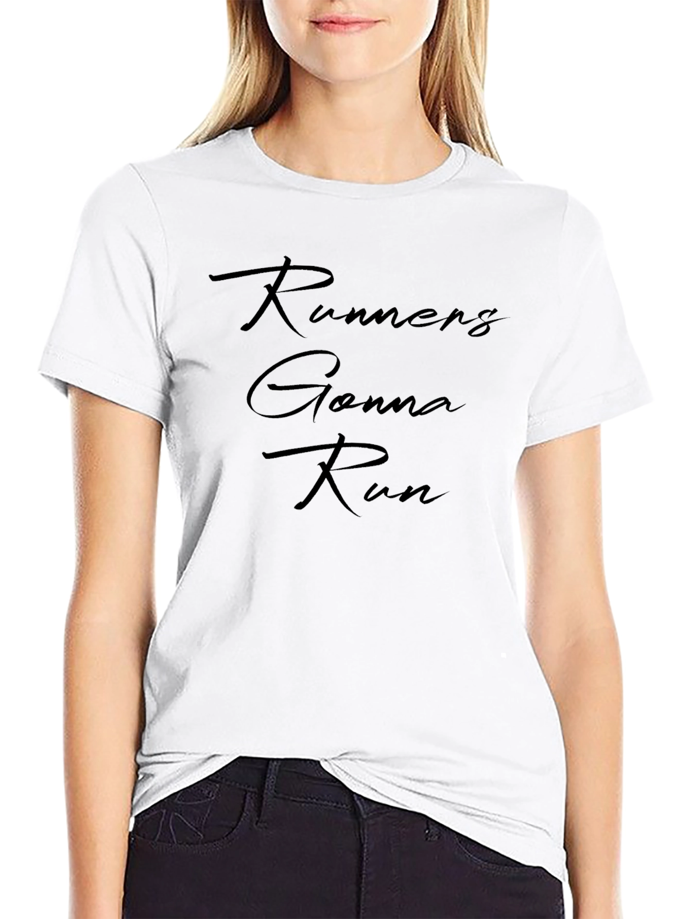 Runners Gonna Run Black Cotton Graphic Tee
