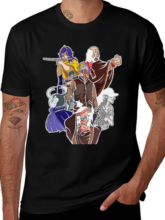Unique Cartoon Graphic Print Black Tee